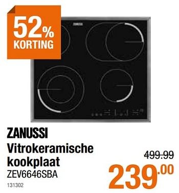 Promoties Zanussi vitrokeramische kookplaat zev6646sba - Zanussi - Geldig van 27/02/2020 tot 11/03/2020 bij Cevo Market