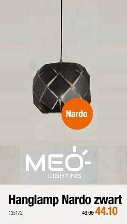 Promoties Hanglamp nardo zwart - Meo - Geldig van 27/02/2020 tot 11/03/2020 bij Cevo Market