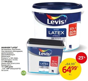 Promoties Muurverf latex - Levis - Geldig van 04/03/2020 tot 16/03/2020 bij BricoPlanit