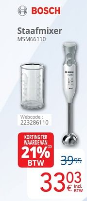 Promoties Bosch staafmixer msm66110 - Bosch - Geldig van 01/03/2020 tot 31/03/2020 bij Eldi