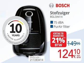 Promoties Bosch stofzuiger bgl3a414 - Bosch - Geldig van 01/03/2020 tot 31/03/2020 bij Eldi
