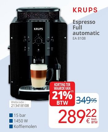 Promoties Krups espresso full automatic ea 8108 - Krups - Geldig van 01/03/2020 tot 31/03/2020 bij Eldi