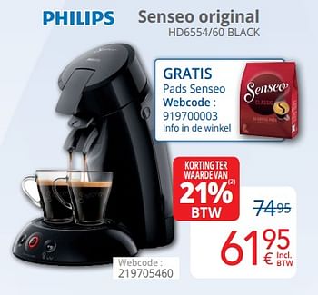 Promoties Philips senseo original hd6554-60 black - Philips - Geldig van 01/03/2020 tot 31/03/2020 bij Eldi