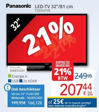Promoties Panasonic led-tv 32``-81 cm tx32g310e - Panasonic - Geldig van 01/03/2020 tot 31/03/2020 bij Eldi