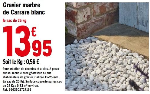 Produit Maison Brico Depot Gravier marbre de carrare blanc En