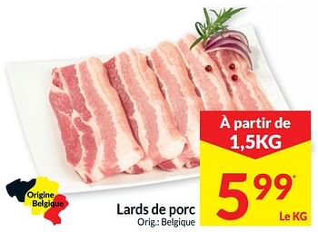 Promotions Lards de porc - Produit maison - Intermarche - Valide de 01/01/2020 à 31/12/2020 chez Intermarche