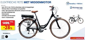 Promoties Elektrische fiets met middenmotor - Minerva - Geldig van 02/03/2020 tot 10/07/2020 bij Hubo
