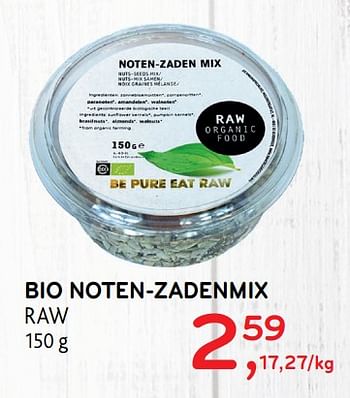 Promoties Bio noten-zadenmix raw - Raw - Geldig van 11/03/2020 tot 24/03/2020 bij Alvo