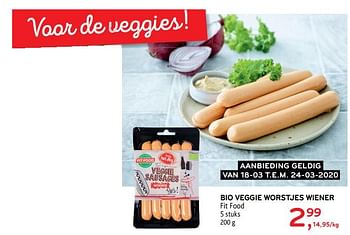 Promoties Bio veggie worstjes wiener fit food - Fitfood - Geldig van 18/03/2020 tot 24/03/2020 bij Alvo