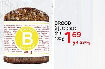 Promoties Brood b just bread chia - B Just Bread - Geldig van 11/03/2020 tot 24/03/2020 bij Alvo