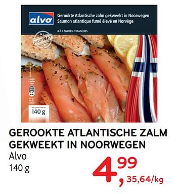 Promoties Gerookte atlantische zalm gekweekt in noorwegen alvo - Huismerk - Alvo - Geldig van 11/03/2020 tot 24/03/2020 bij Alvo