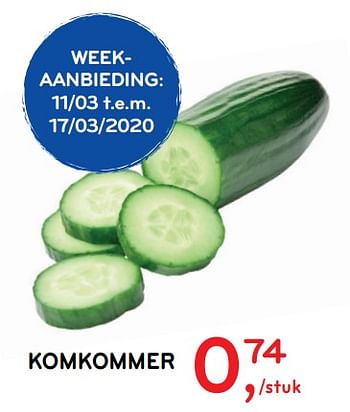 Promoties Komkommer - Huismerk - Alvo - Geldig van 11/03/2020 tot 24/03/2020 bij Alvo