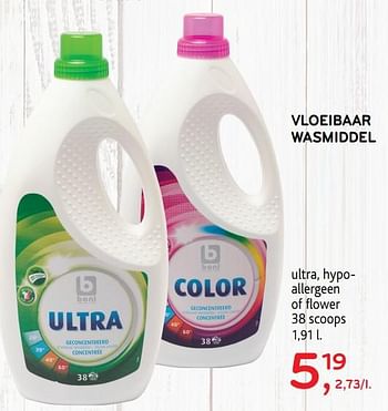 Promoties Vloeibaar wasmiddel boni ultra, hypoallergeen of flower 38 scoops - Boni - Geldig van 11/03/2020 tot 24/03/2020 bij Alvo