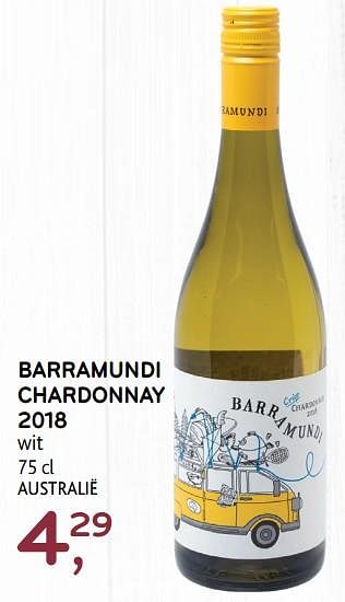 Promoties Barramundi chardonnay 2018 wit - Witte wijnen - Geldig van 11/03/2020 tot 24/03/2020 bij Alvo