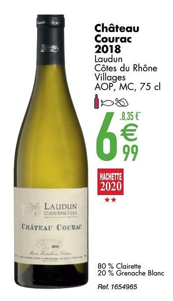 Promoties Château courac 2018 laudun côtes du rhône villages aop mc - Witte wijnen - Geldig van 10/03/2020 tot 06/04/2020 bij Cora