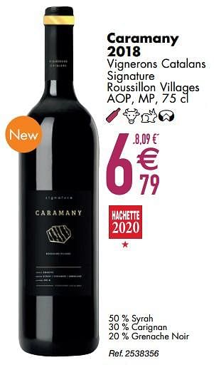 Promoties Caramany 2018 vignerons catalans signature roussillon villages - Rode wijnen - Geldig van 10/03/2020 tot 06/04/2020 bij Cora