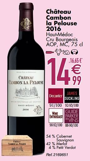 Promoties Château cambon la pelouse 2016 haut-médoc cru bourgeois - Rode wijnen - Geldig van 10/03/2020 tot 06/04/2020 bij Cora
