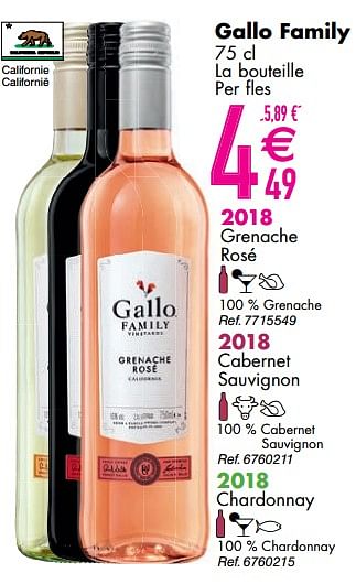 Promoties Gallo family la bouteille - Rosé wijnen - Geldig van 10/03/2020 tot 06/04/2020 bij Cora