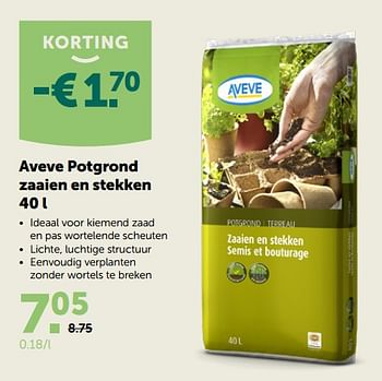 Promoties Aveve potgrond zaaien en stekken - Huismerk - Aveve - Geldig van 10/03/2020 tot 21/03/2020 bij Aveve