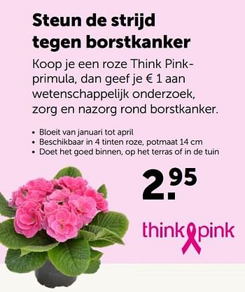 Promoties Steun de strijd tegen borstkanker think pink - Huismerk - Aveve - Geldig van 10/03/2020 tot 21/03/2020 bij Aveve