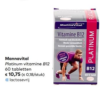 Promoties Mannavital platinum vitamine b12 - Mannavital - Geldig van 04/03/2020 tot 31/03/2020 bij Bioplanet
