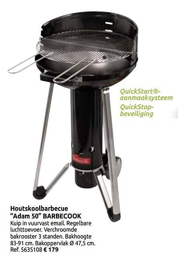 Promoties Houtskoolbarbecue adam 50 barbecook - Barbecook - Geldig van 03/04/2020 tot 30/08/2020 bij Brico