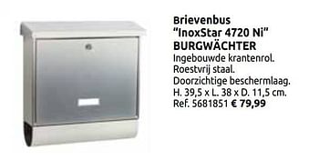 Promoties Brievenbus inoxstar 4720 ni burgwächter - Burg Wächter - Geldig van 03/04/2020 tot 30/08/2020 bij Brico