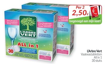 Promoties L`arbre vert vaatwastabletten all in 1 - L'arbre vert - Geldig van 01/03/2020 tot 31/03/2020 bij Intermarche