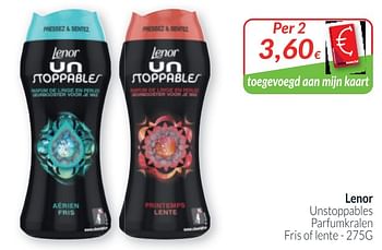 Promotions Lenor unstoppables parfum kralen fris of lente - Lenor - Valide de 01/03/2020 à 31/03/2020 chez Intermarche