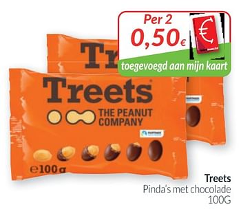 Promotions Treets pinda`s met chocolade - Treets - Valide de 01/03/2020 à 31/03/2020 chez Intermarche