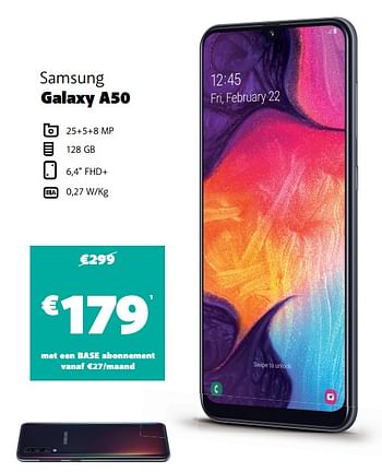 Promoties Samsung galaxy a50 - Samsung - Geldig van 09/03/2020 tot 29/03/2020 bij Base