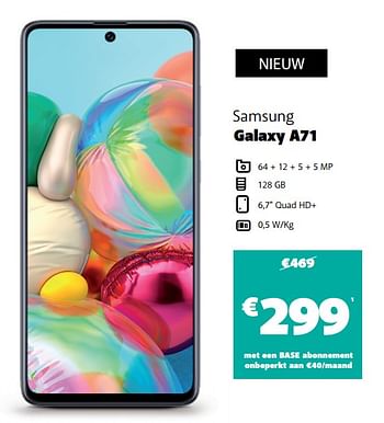 Promoties Samsung galaxy a71 - Samsung - Geldig van 09/03/2020 tot 29/03/2020 bij Base