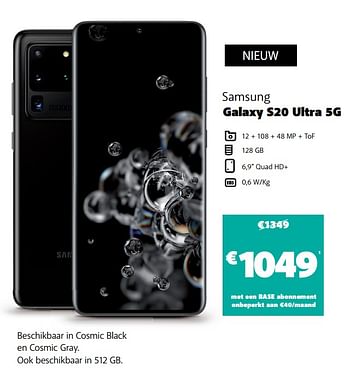 Promoties Samsung galaxy s20 ultra 5g - Samsung - Geldig van 09/03/2020 tot 29/03/2020 bij Base