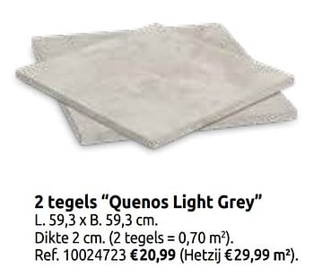 Promoties 2 tegels quenos light grey - Huismerk - Brico - Geldig van 03/04/2020 tot 30/08/2020 bij Brico