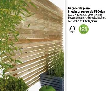 Promotions Gegroefde plank in geïmpregneerde fsc-den - Produit maison - Brico - Valide de 03/04/2020 à 30/08/2020 chez Brico