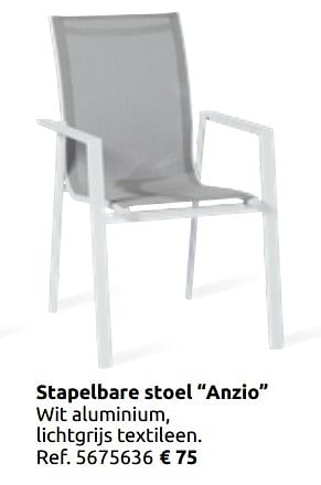 Promotions Stapelbare stoel anzio - Central Park - Valide de 03/04/2020 à 30/08/2020 chez Brico