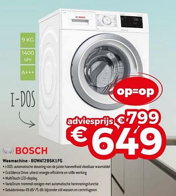 Promoties Bosch wasmachine - bowat286k1fg - Bosch - Geldig van 02/03/2020 tot 31/03/2020 bij Exellent