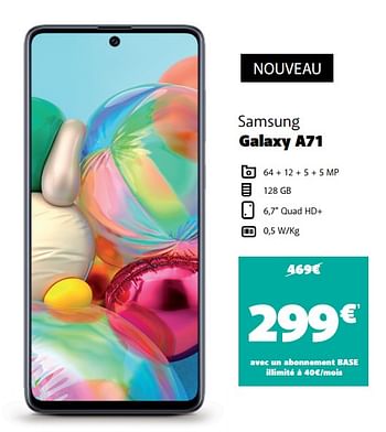 Promotions Samsung galaxy a71 - Samsung - Valide de 09/03/2020 à 29/03/2020 chez Base