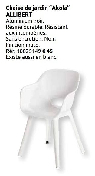 Promotions Chaise de jardin akola allibert - Allibert - Valide de 03/04/2020 à 30/08/2020 chez Brico