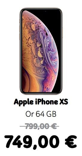 Promotions Apple iphone xs or 64 gb - Apple - Valide de 09/03/2020 à 29/03/2020 chez Telenet