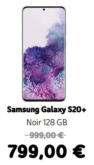 Promotions Samsung galaxy s20+ noir 128 gb - Samsung - Valide de 09/03/2020 à 29/03/2020 chez Telenet