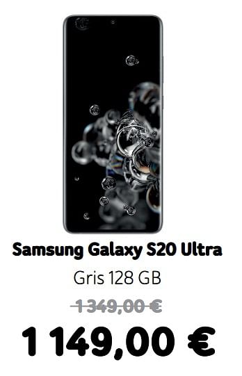Promotions Samsung galaxy s20 ultra gris 128 gb - Samsung - Valide de 09/03/2020 à 29/03/2020 chez Telenet