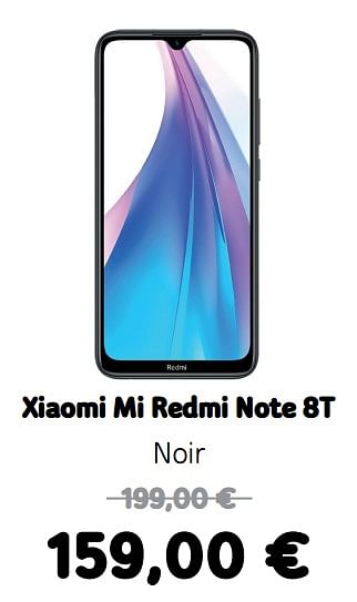 Promotions Xiaomi mi redmi note 8t noir - Xiaomi - Valide de 09/03/2020 à 29/03/2020 chez Telenet