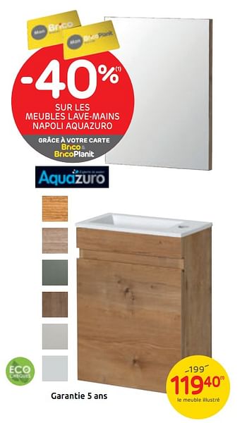 Promotions Meubles lave-mains napoli aquazuro - Aquazuro - Valide de 18/03/2020 à 19/03/2020 chez Brico