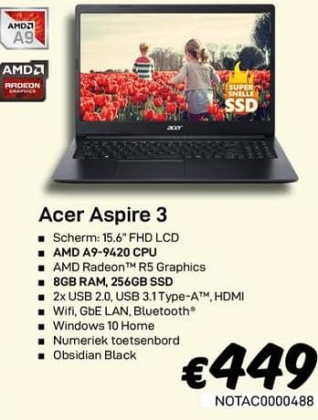 Promoties Acer aspire 3 - Acer - Geldig van 01/03/2020 tot 31/03/2020 bij Compudeals