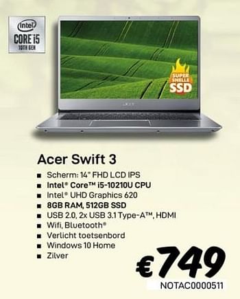 Promoties Acer swift 3 - Acer - Geldig van 01/03/2020 tot 31/03/2020 bij Compudeals