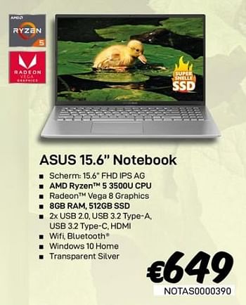 Promoties Asus 15.6`` notebook - Asus - Geldig van 01/03/2020 tot 31/03/2020 bij Compudeals