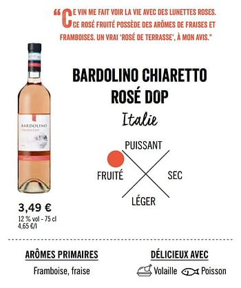 Promotions Bardolino chiaretto rosé dop italie - Vins rosé - Valide de 11/03/2020 à 12/04/2020 chez Lidl