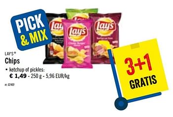 Promoties Chips ketchup of pickles - Lay's - Geldig van 23/03/2020 tot 26/03/2020 bij Lidl