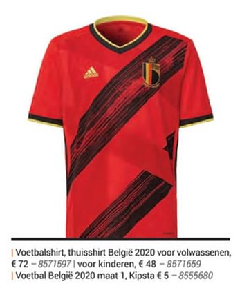 Promoties Voetbalshirt, thuisshirt belgië 2020 voor volwassenen - Adidas - Geldig van 10/03/2020 tot 20/09/2020 bij Decathlon